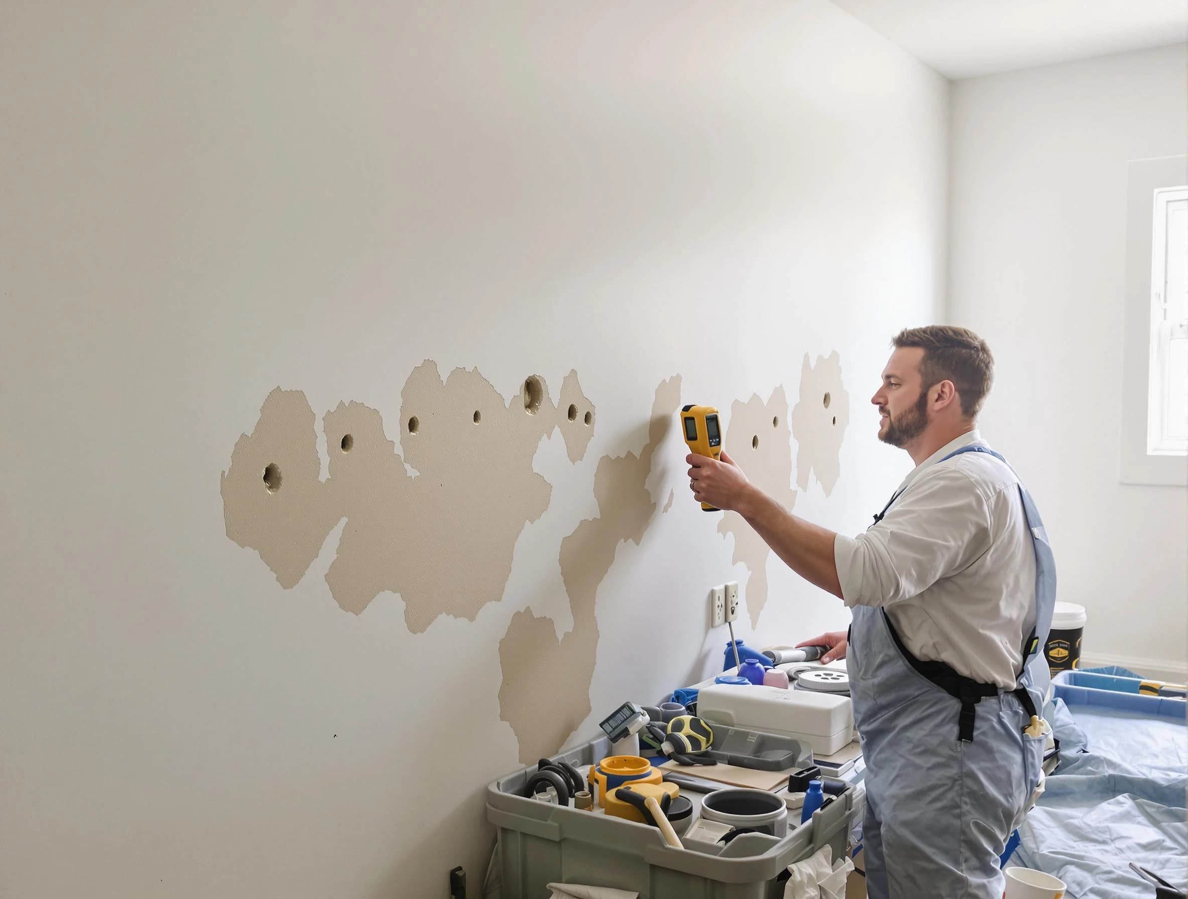 Green House Painters repairing damaged drywall in Green