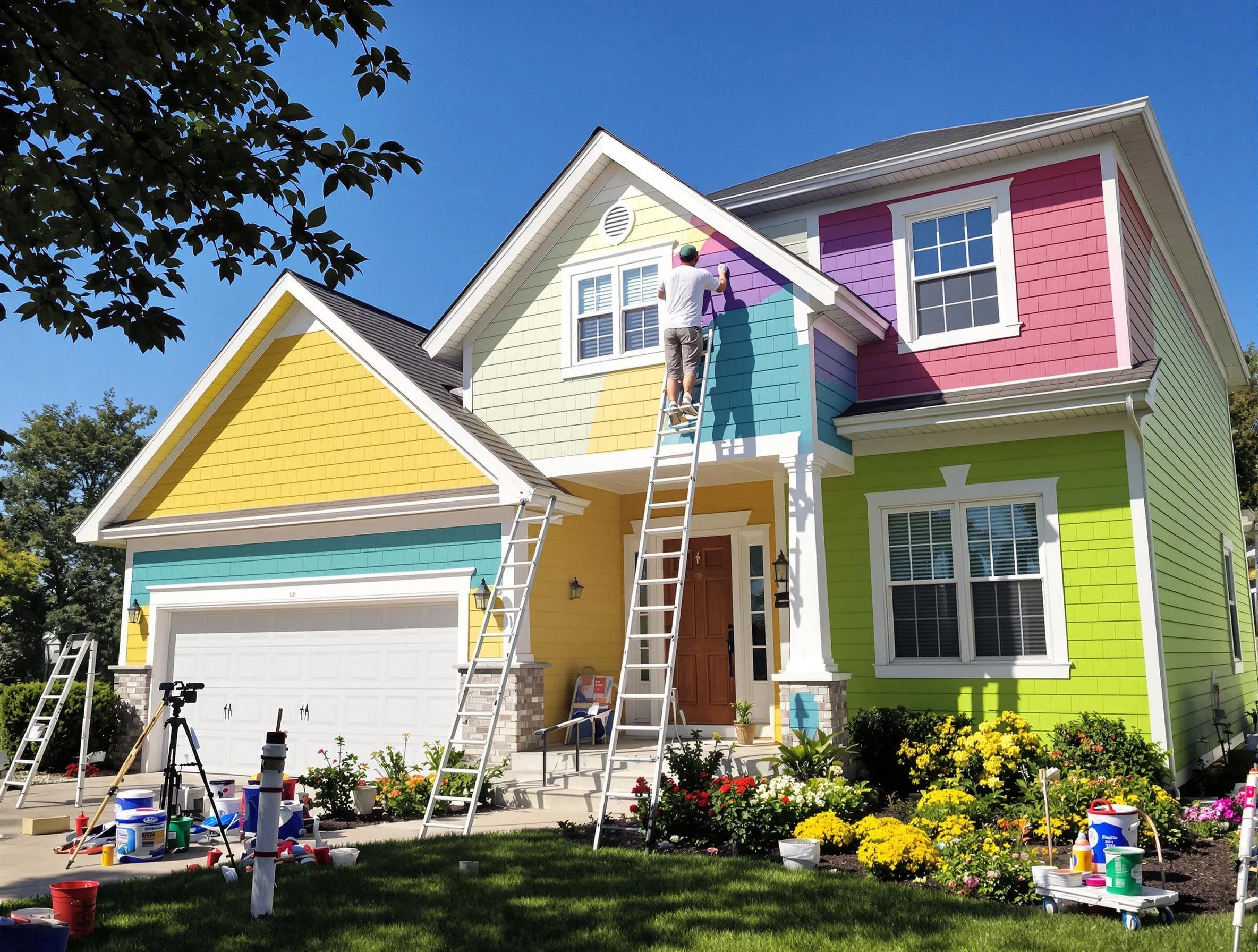 Green House Painters professionals painting a home exterior in Green, OH