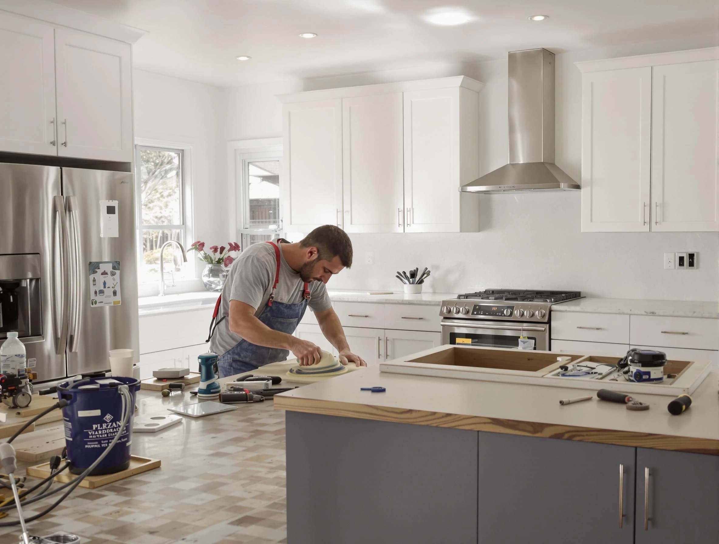 Green House Painters refinishing kitchen cabinets in Green, OH