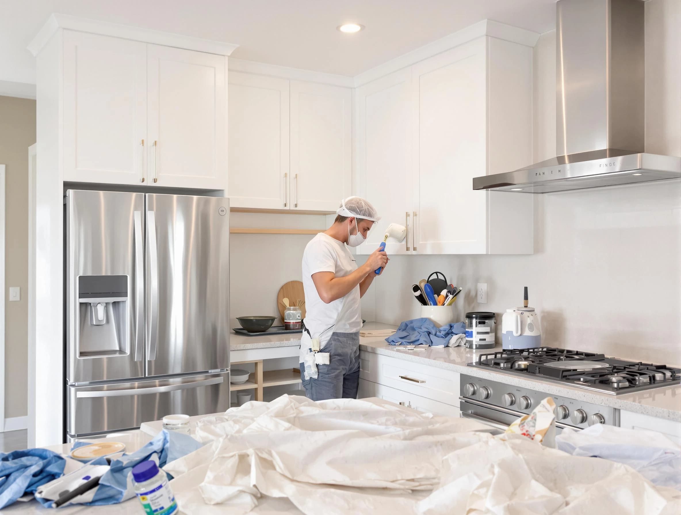 Green House Painters painter applying a fresh coat in a kitchen located in Green, OH